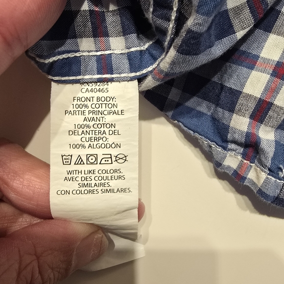 The Children's Place Navy and White Plaid Button Down Shirt - Picture 4 of 4